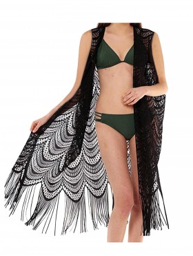 Flowy Lace Vest with Fringe Detailing